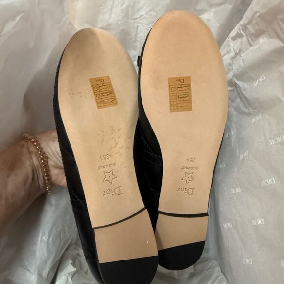 Dior Ballet Flats Quilted Cannage Calfskin in Black Size 36.5 NIB - Picture 8 of 9
